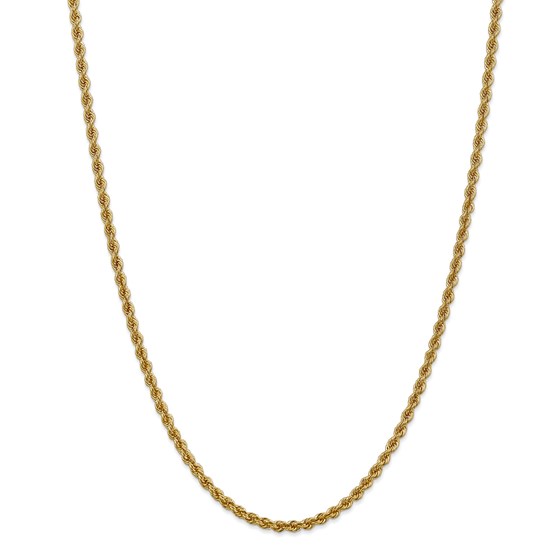 14k Gold 3 mm Handmade Regular Rope Chain Necklace - 24 in. 14k Gold 3 mm Handmade Regular Rope Chain Necklace - 24 in.